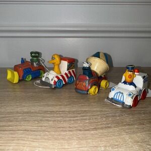 VTG Sesame Street Toy Lot 4 Oscar Grouch Cookie Monster Big Bird Ernie Playskool